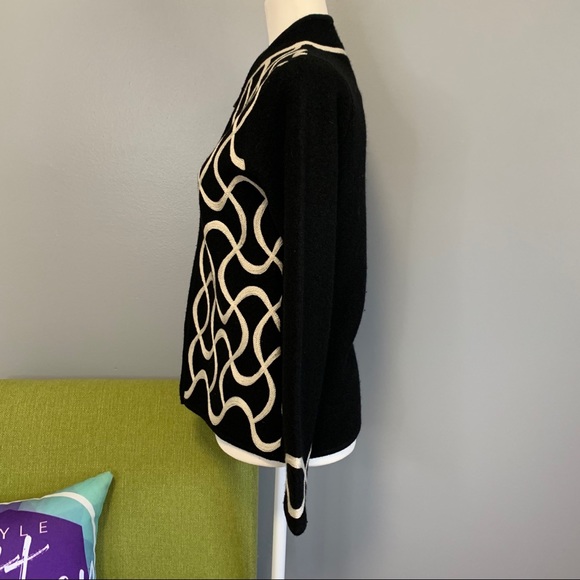 Talbots Black Wool Zipper Jacket Cream Swirl - Picture 4 of 8